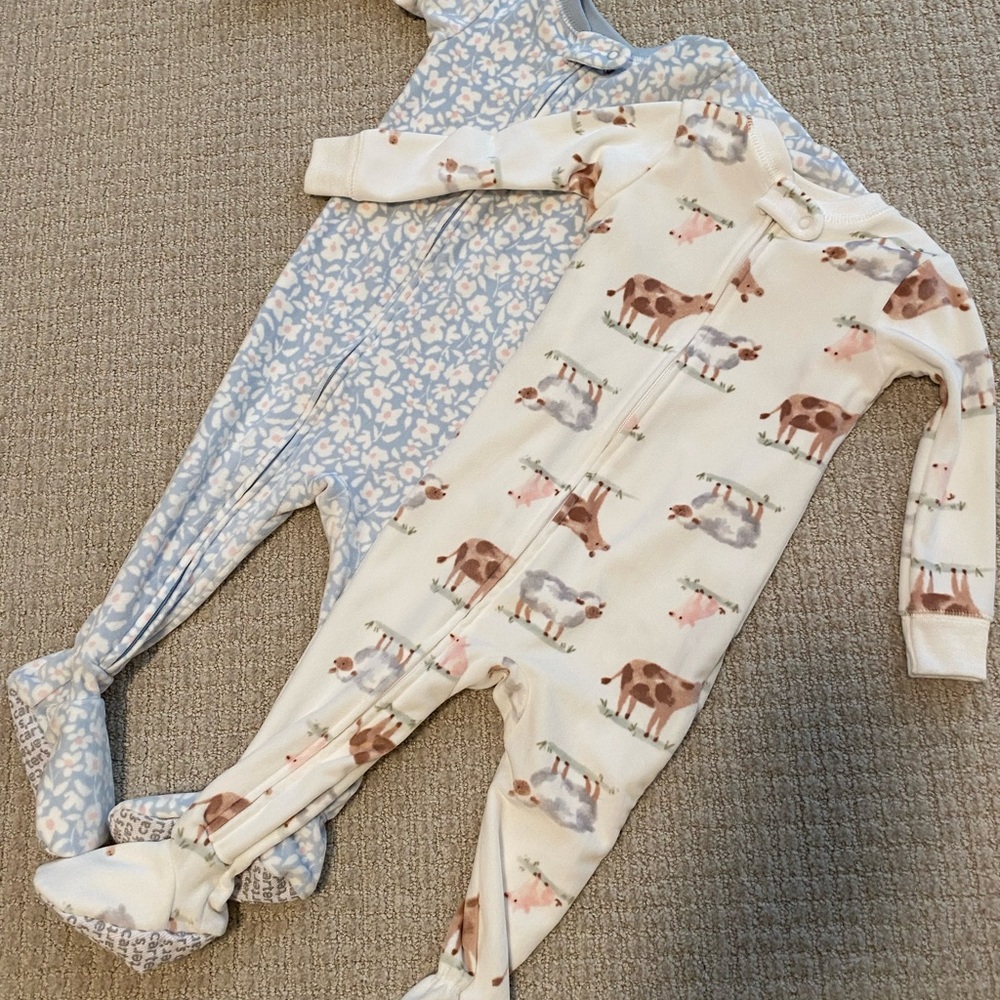 Carters Adorable Farm Animal and Floral Kids One Pieces Pajamas PJ Velour